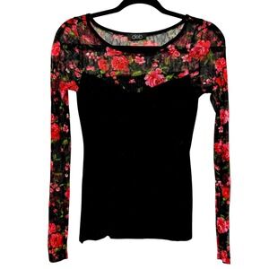 Deb Y2K Whimsigoth Floral Mesh Top Womens Small Indie Sleaze Baddie Night Out
